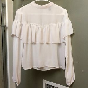 Forever21 white blouse with ruffles